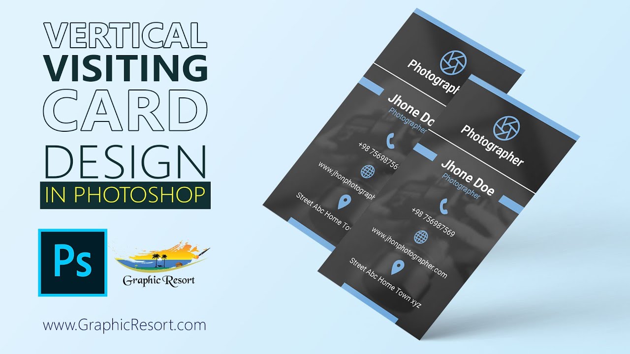 How to Design Vertical Visiting Card in Photoshop? | Photographer Visiting Card Design