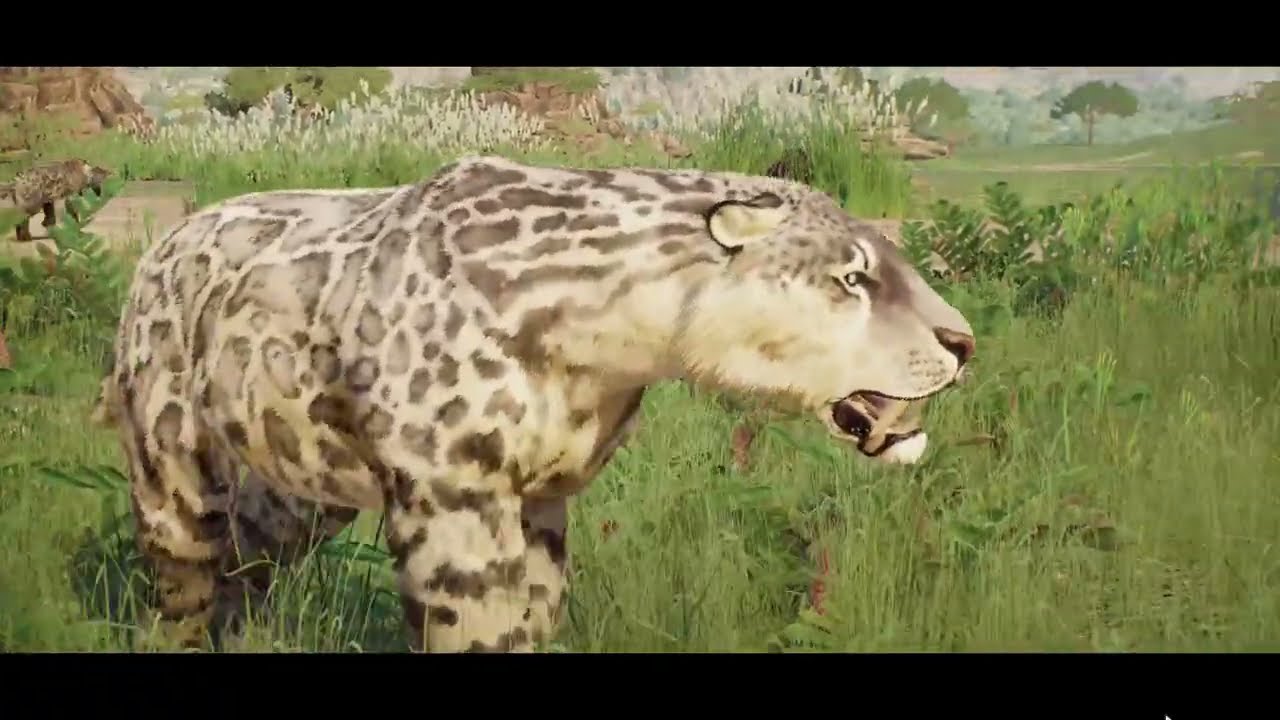 Smilodon fatalis pack in Prehistoric Kingdom with Albino and melanistic cats 