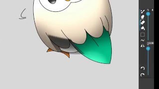 New Pokemon Sun and Moon Speed Drawing: Rowlet using Samsung Tablet screenshot 5