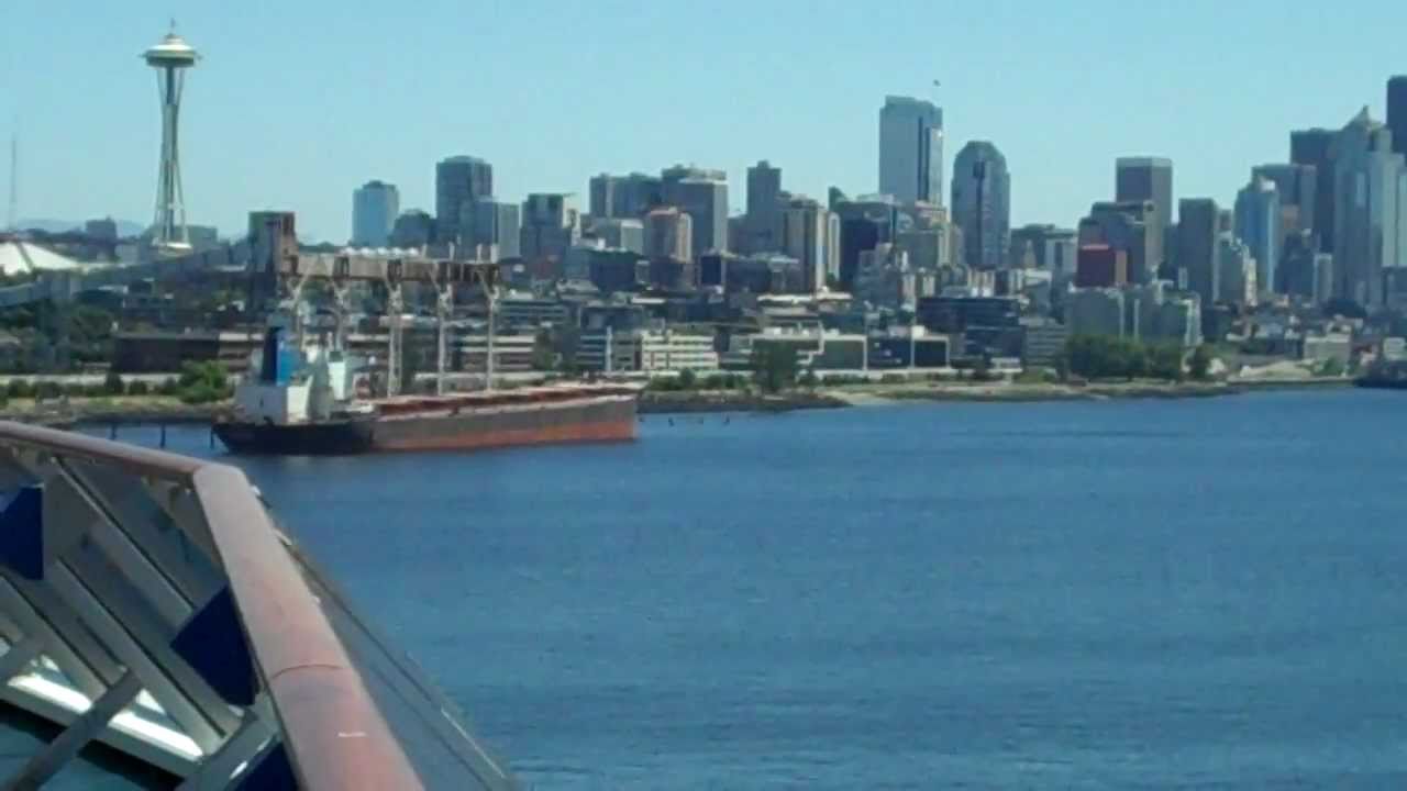 Seattle's Space Needle,Downtown, Mount Rainier volcano, Puget Sound ...