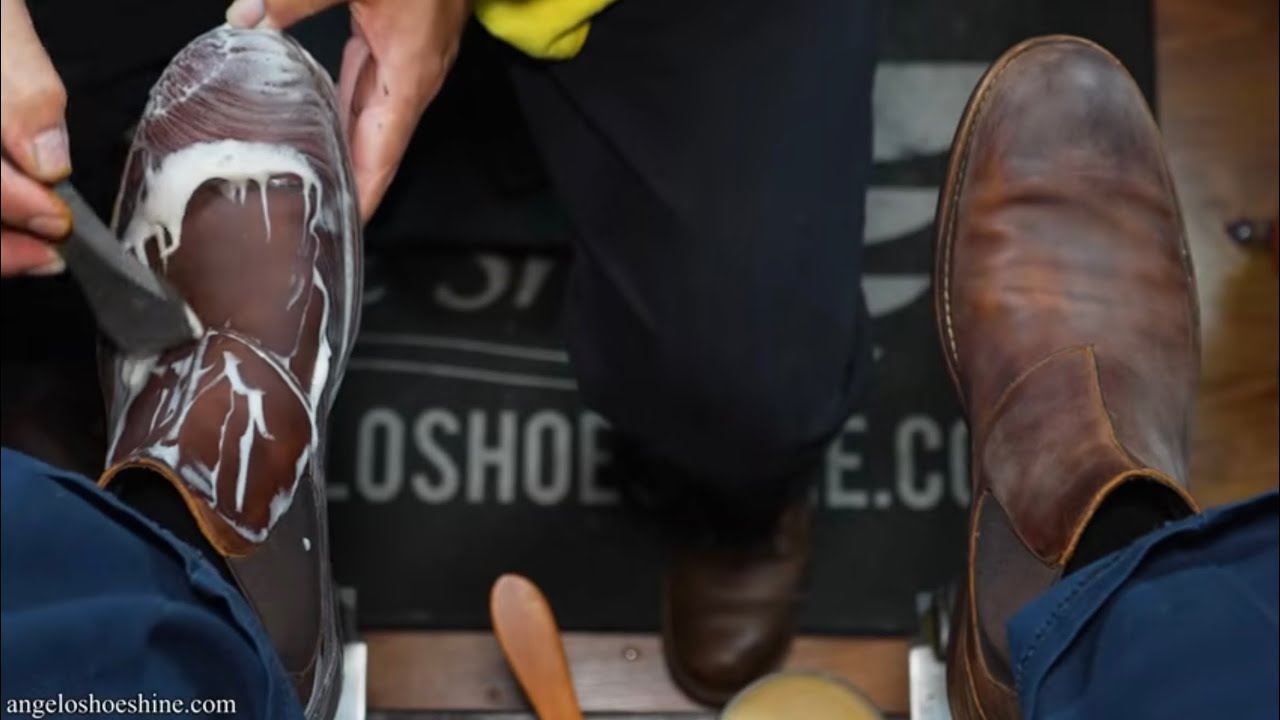 $100 Boot TRANSFORMATION?! | Angelo Shoe Shine ASMR