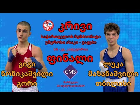 კრივი საქართველოს ჩემპიონატი - უმცროსი მოკრივეები 21-25 თებერვალი მარნეული