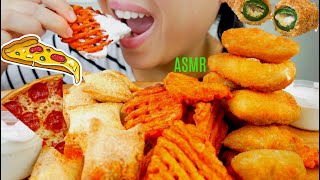 ASMR Cheesy Jalapeño Poppers ♥︎ Pepperoni Pizza Bites ♥ Waffle Fries 먹방 No Talking suellASMR