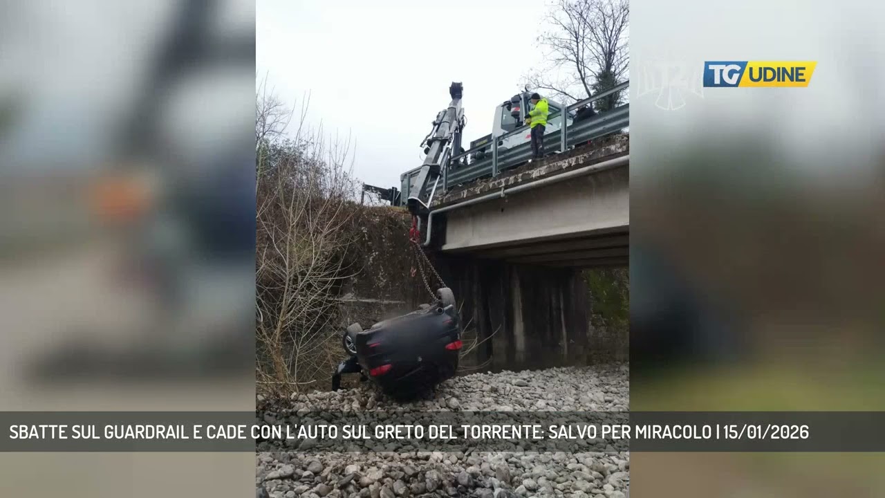 SBATTE SUL GUARDRAIL E CADE CON L'AUTO SUL GRETO DEL TORRENTE: SALVO PER MIRACOLO | 15/01/2026