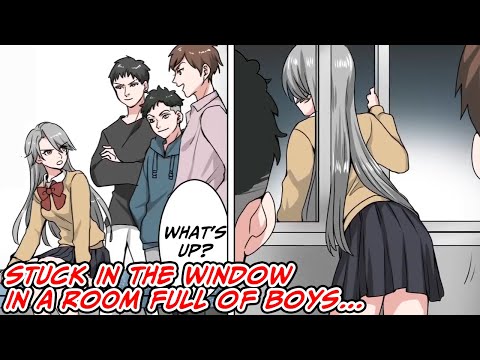 The high school girl who got stuck in a window in a room full of boys... [Manga dub]