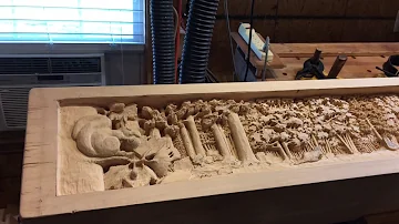 Carving Progress: “Rocky Mountain High” Mantel Designed and Carved By Jerry Mifflin