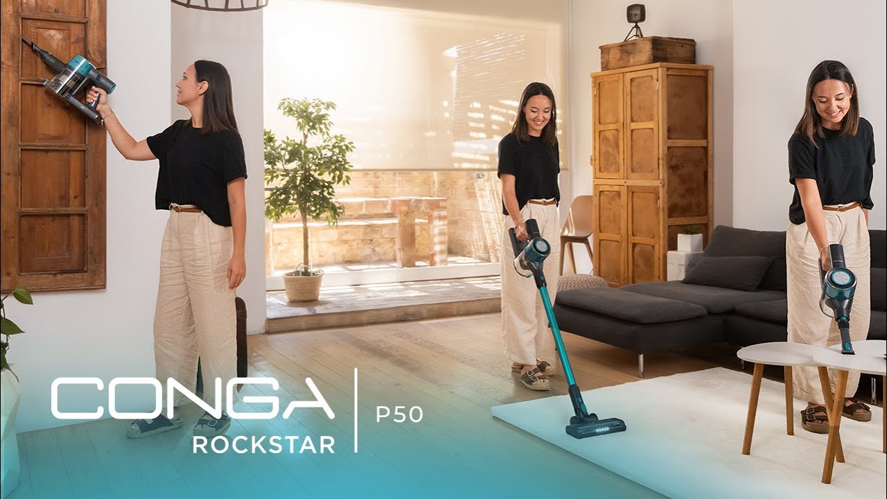 Aspirador vertical BLDC Conga Rockstar P50, 265 W e 80 AW de potência de sucção, posição Parking