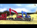 Construction vehicles working for kids  3d animation  excavator  dump truck