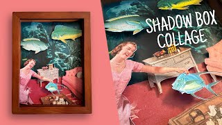 Surreal Shadow Box Display: 3D Paper Collage from Vintage Magazine Images