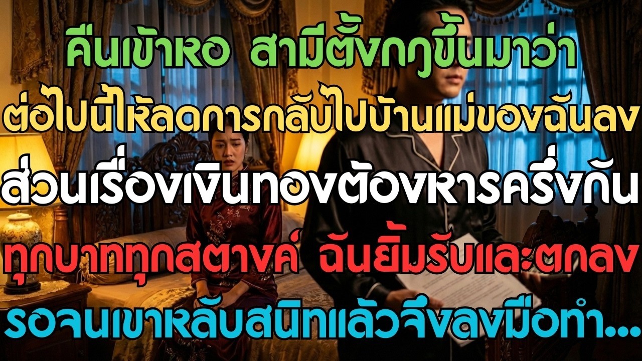 คืนเข้าหอ สามีตั้งกฎขึ้นมาว่า ต่อไปนี้ให้ลดการกลับไปบ้านแม่ของฉันลง ส่วนเรื่องเงินทองต้องหารครึ่งกัน