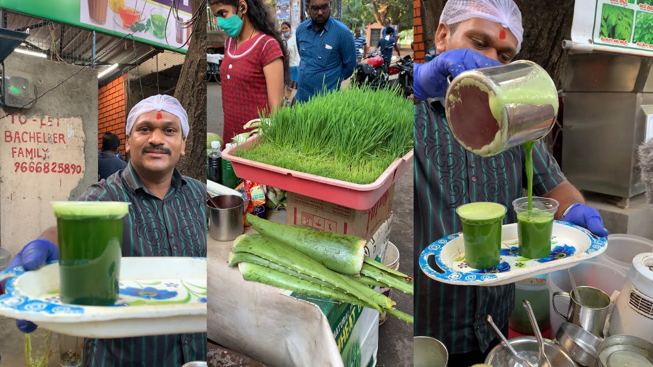 WHEAT GRASS JUICE | Healthy Juice Center In Hyderabad | Sri Ganesh Juice Center | Bagh Lingampally | Street Food Zone