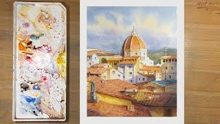 How to Paint Scene in Watercolor – Old town of Florence