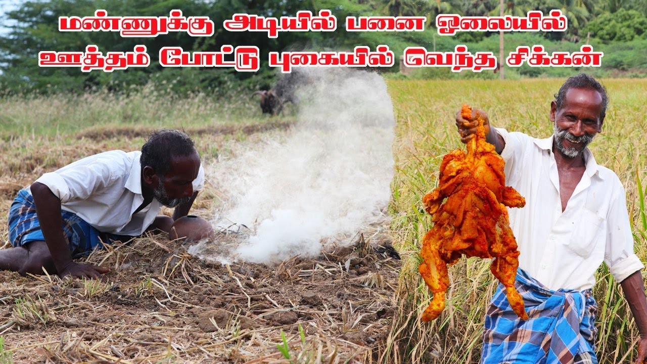 UNDERGROUND SMOKE CHICKEN | Chicken Cooking With Palm Tree Leaf | - YouTube