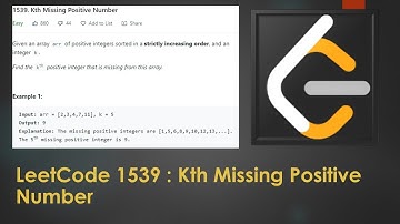 LeetCode 1539 Kth Missing Positive Number