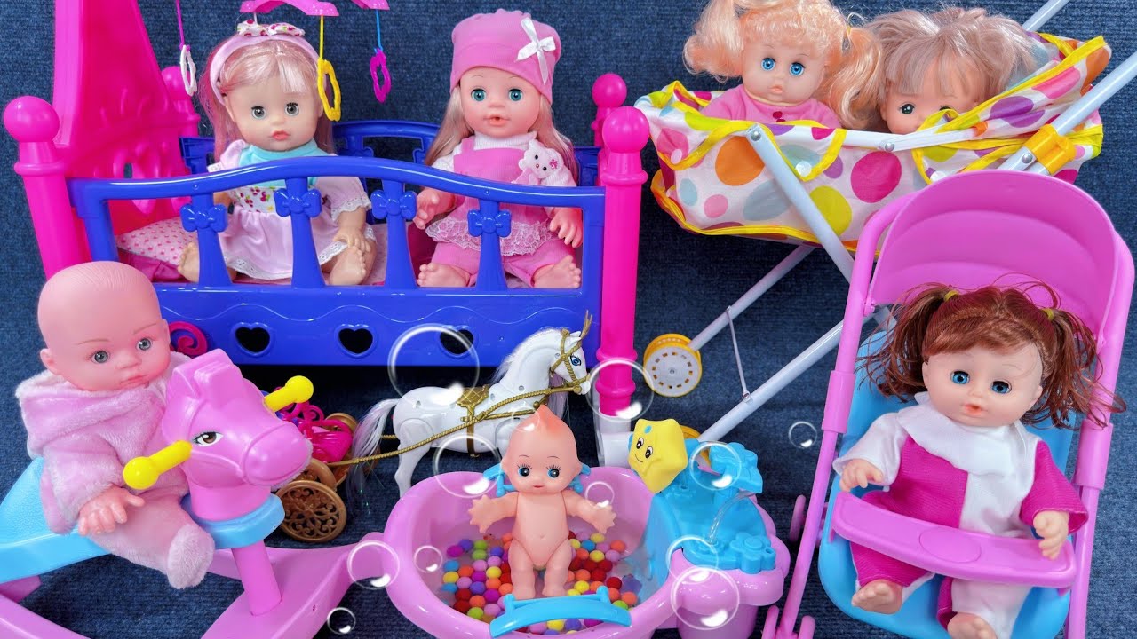9 Minutes Satisfying with Unboxing Cute Doll rocking bed Playset，Baby ...