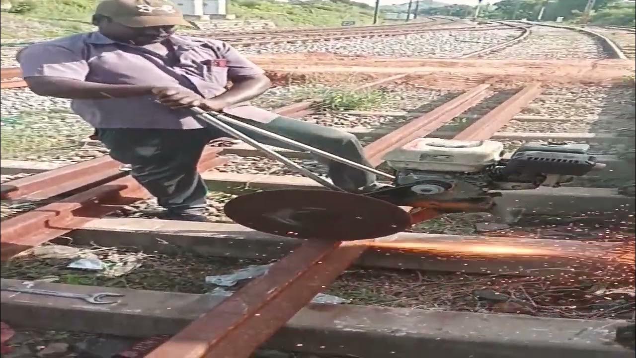 track maintainer working Black Smith rail cutting and new point setting