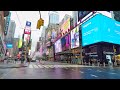 ⁴ᴷ Walking Broadway New York City in the Rain from Columbus Circle to Times Square to Herald Square