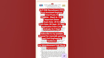 MP ESB Recruitment 2025 | Assistant Engineer | Civil Engineering| #mpesb#civilengineering#govtjobs