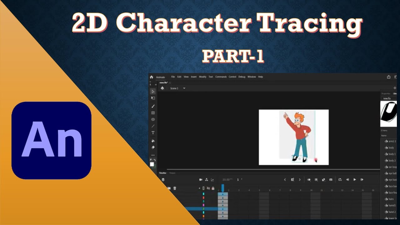 Adobe Animate how to trace character from image 2D Character tracing Part 1 samarthdalela