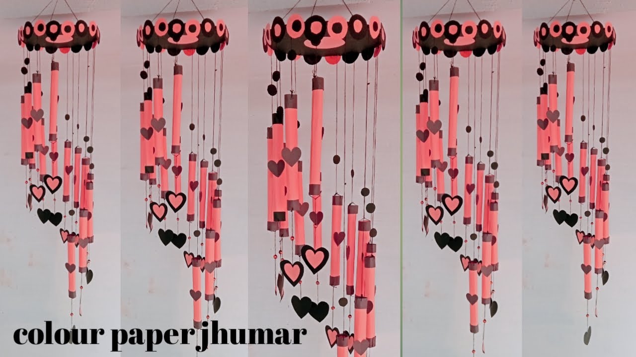Colour paper jhoomar//कलर पेपर से बनाए सुंदर झूमर//hao to make colour