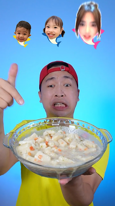 Eating Small, Medium, and Large Baby Sharks🦈 #asmr #mukbang #eataccordingtoemoji #topokkishark #t...