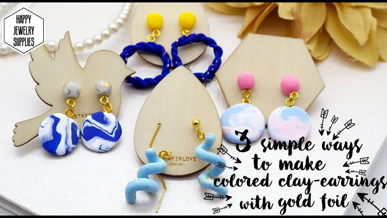 DIY Polymer Clay Earring Kit Comes With Neutral Polymer Clay Shades & Your  Choice of Gold or Silver Jewelry Makes up to 6 Cute Earrings 