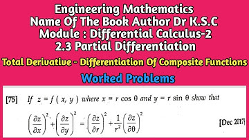 Engg_Maths | If z=f(x, y) and x=r cos θ and y=r sin θ ST (∂z/∂x)²+(∂z/∂y)²=(∂z/∂r)²+(1/r²)(∂z/∂θ)²