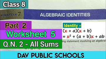 DAV class 8 maths chapter 7 worksheet 5 Q.N. 2 All Sums with explanation