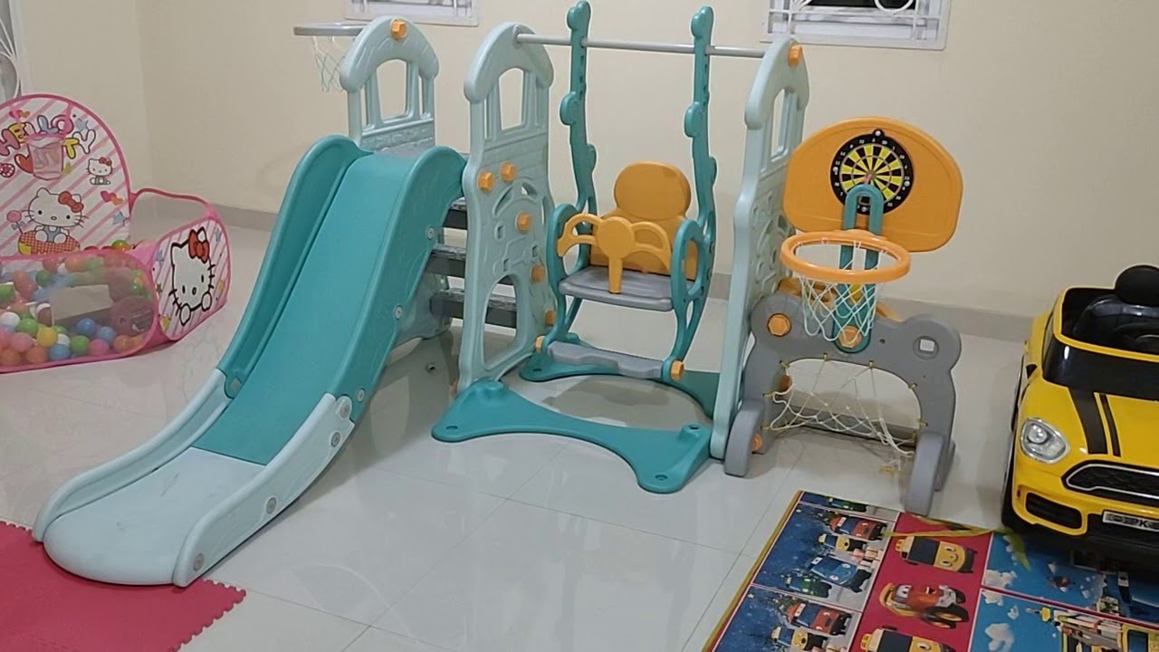 Unboxing Mainan Anak Playhouse with Slide - Rumah rumahan dengan perosotan - Playground mini. 