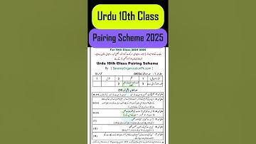 10th Class Urdu Pairing Scheme 2025 || Urdu 10th pairing Scheme 2025