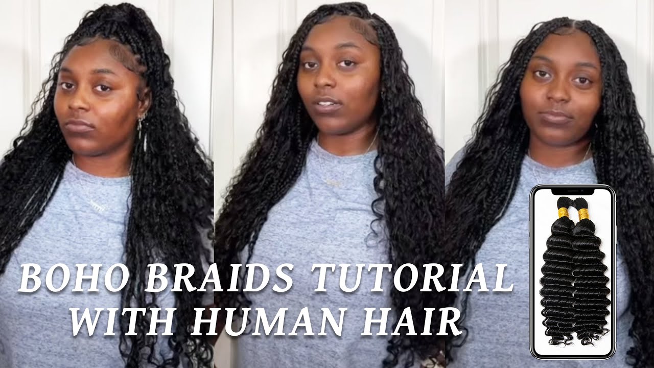 Bohemian Goddess Box Braids with Human Hair - YouTube