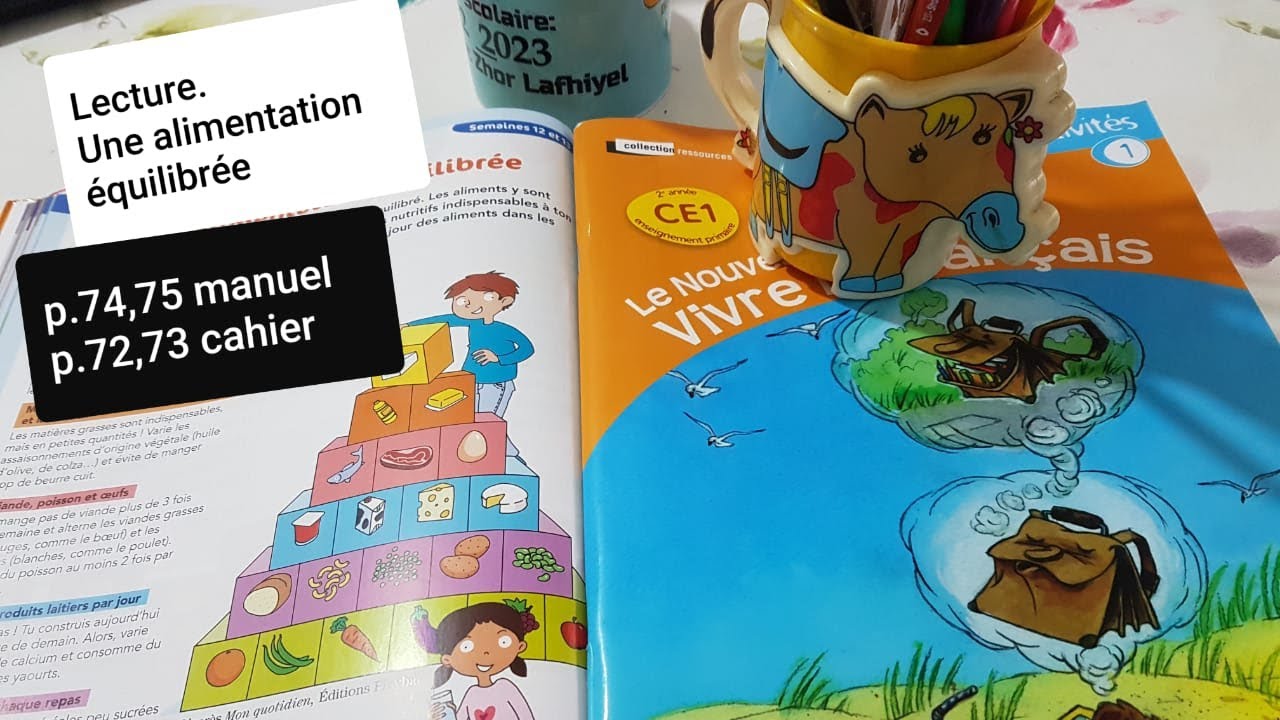Lecture compréhension.Une alimentation équilibrée.Le nouveau vivre le français CE1.p:74,75