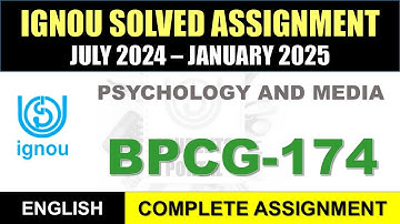 BPCG 174 Solved Assignment 2024-25 || bpcg-174 solved assignment in English || July 2024 to Jan 2025