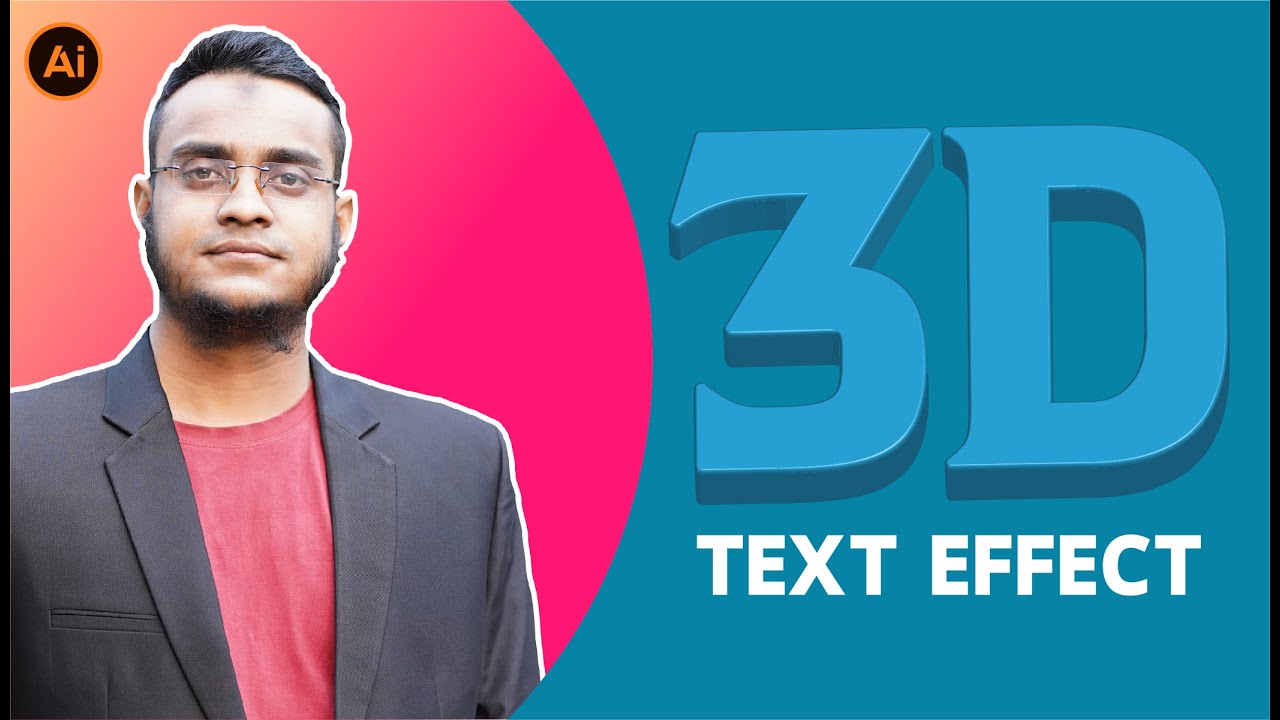 Learn How to Create a Design 3D Text Effect Adobe Illustrator Bangla ...