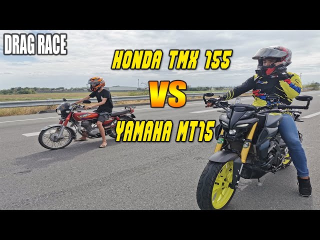 Honda TMX 155 vs Yamaha MT15  | Drag race class=