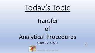 Transfer of Analytical Procedures