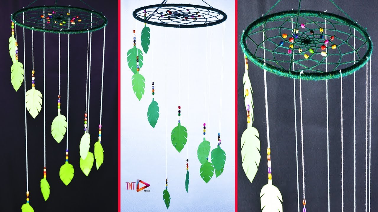 DIY paper leaf wind chime easy | Wall hanging with paper | DIY ...