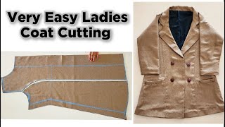 Very Easy Ladies Coat Cutting | Woolen Coat |Long Waist Coat | English Subtitles | Stitch By Stitch