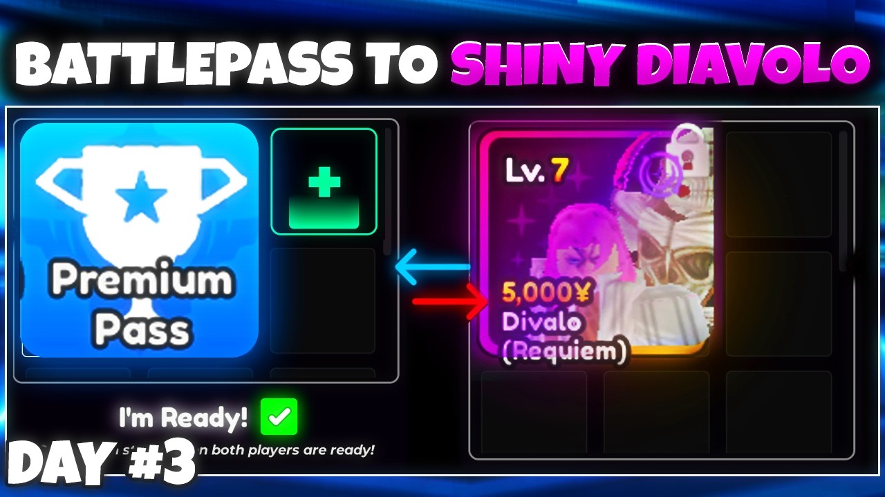 Обмен с боевого пропуска на блестящего Диаволо (Возвращение) в Roblox Anime Vanguards! (День 3)