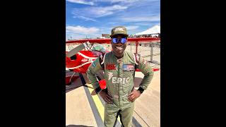 In between C-130, Blue Angels and F-35, he motored his tiny biplane to Show Center.