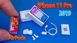 Mini iPhone 11 Pro and AirPods for DollHouse | No Polymer Clay! How to make - Tutorial