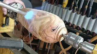wood turning top grain olive root vase