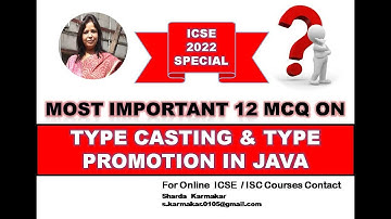 TYPE CASTING AND TYPE PROMOTION IN JAVA #ICSE #ShardaKarmakar #E-SHIKSHA #MCQ