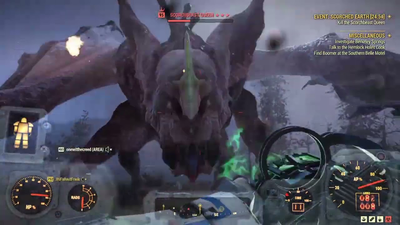 Fallout 76 - Advanced Surface-To-Air Missile Launcher vs. ScorchBeast Queen