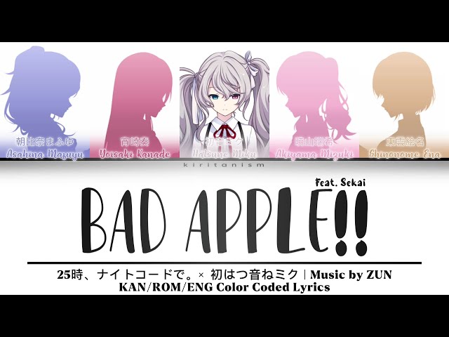 【FULL VER】 Bad Apple!! Feat. SEKAI • 25時、ナイトコードで × 初音ミク • KAN/ROM/ENG Color Coded Lyrics class=