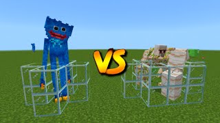 Huggy Wuggy vs Mutant Iron Golem in Minecraft PE