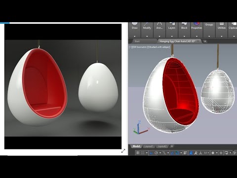 3D Egg Chair in AutoCAD | Modern Furniture CAD Model for Interior Design u0026 Architecture part-1