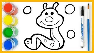 Daddy draws a Worm ⭐ Safe Drawing and Coloring Videos for Toddlers and Kids (색깔 배우기, 영어 배우기)
