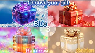 Choose your Gift💙❤️🌈💛 #chooseyourgift #4giftbox #pickone #blue #rainbow #red #gold