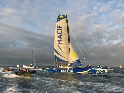 Arrivée de François Gabart et du Trimaran MACIF à Brest